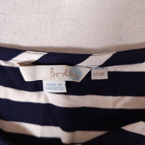 Boden Striped Maxi Dress Womens 10L Blue White Tank Sleeveless Gathers Beach - Picture 3 of 15